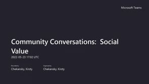 Community Conversations: Social Value