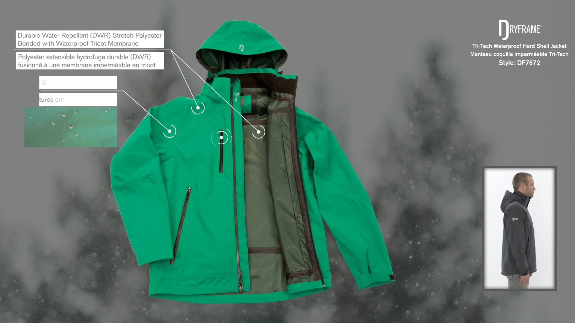 DRYFRAME® TRI-TECH WATERPROOF HARD SHELL JACKET. DF7672