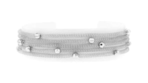 Italian Sterling Silver Five-Strand Beaded Mesh Bracelet