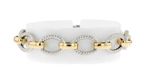 Two-Tone Sterling Silver Twisted-Oval Link Bracelet