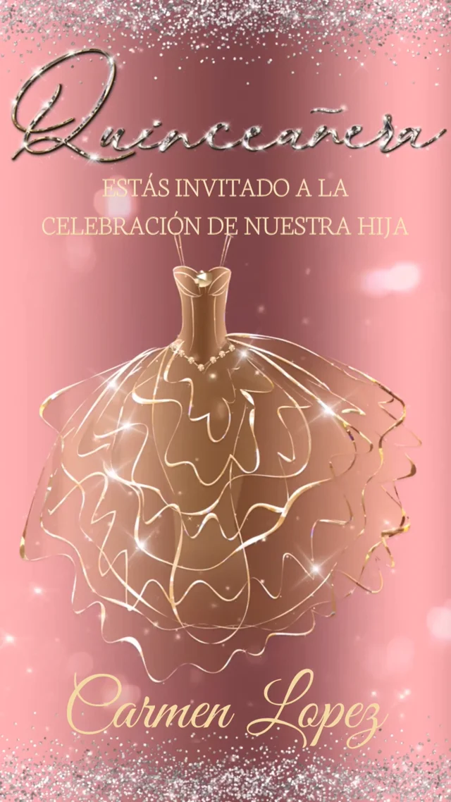 Gold Quinceanera Invitation, Glitter Invitation, Mis Quince Años