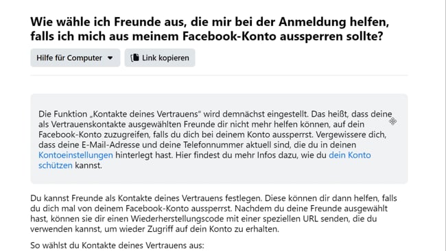 Wichtig! Überprüfe jetzt deinen FB Account (vertraute Kontakte)