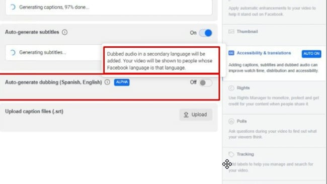 Neu: Zweitsprache bei FB Videos möglich