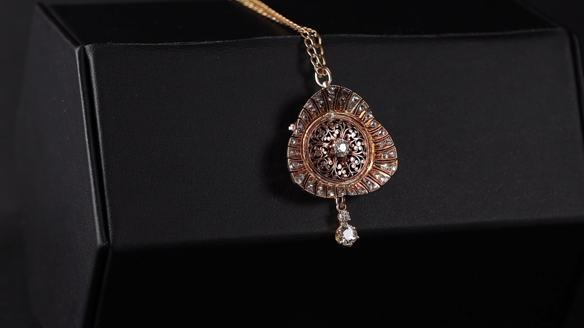 Broche/pendentif En Or 18 Carats Et Argent Sertie De Diamants - Années 1940, Parfait état