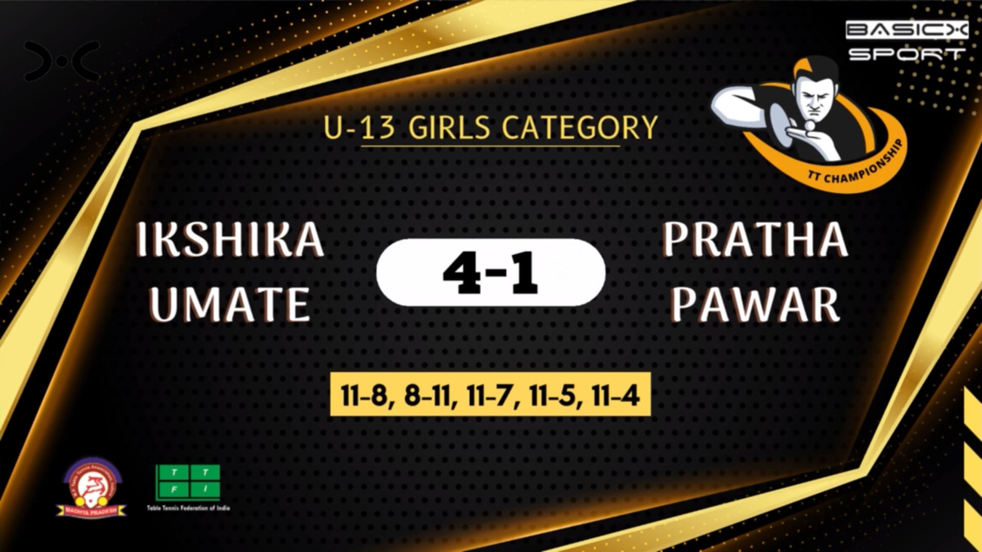 Semi-Final - Ikshika vs Pratha | U13 Girls Category | 83rd National TT Championship 2022