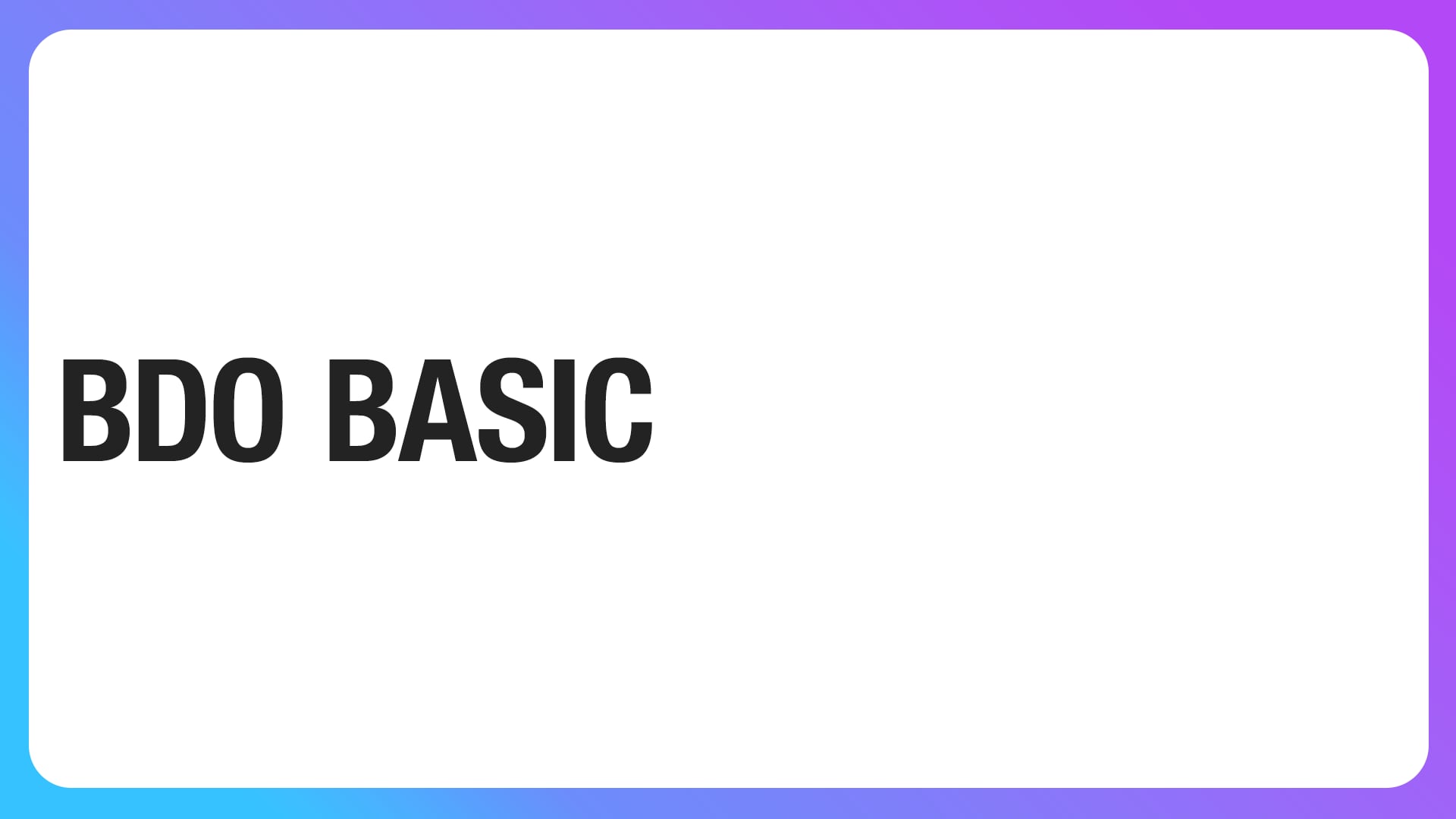 BDO Basic on Vimeo
