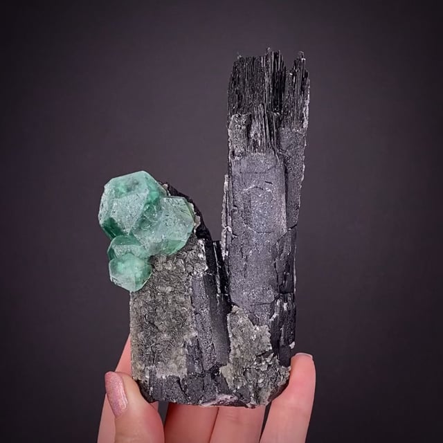 Fluorite on Schorl