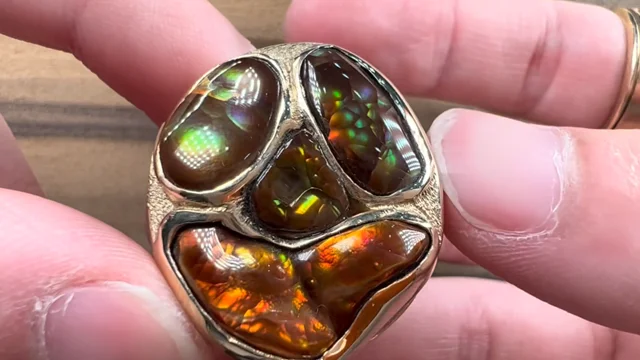 The HAUNT- Men's Solid Gold Custom Fire Agate Ring | Burton's