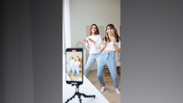 Two girls dancing
