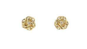 14kt Yellow Gold Love Knot Earrings with Diamond Accents