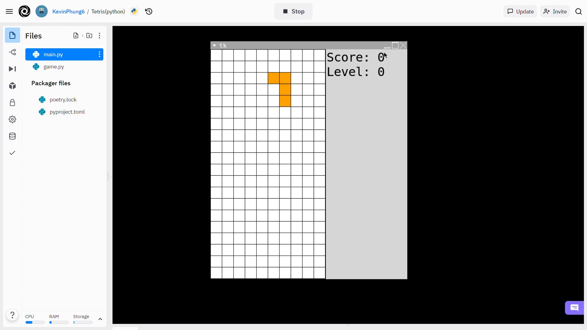 Tetris(python) - Replit on Vimeo