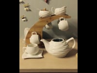 White English Tea Set Porcelain with Creative Shelf