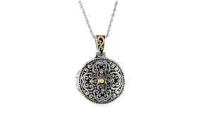 Two-Tone Sterling Silver Bali-Style Locket Necklace
