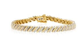 1.00 ct. t.w. Diamond Diagonal-Link Bracelet in 18kt Gold Over Sterling