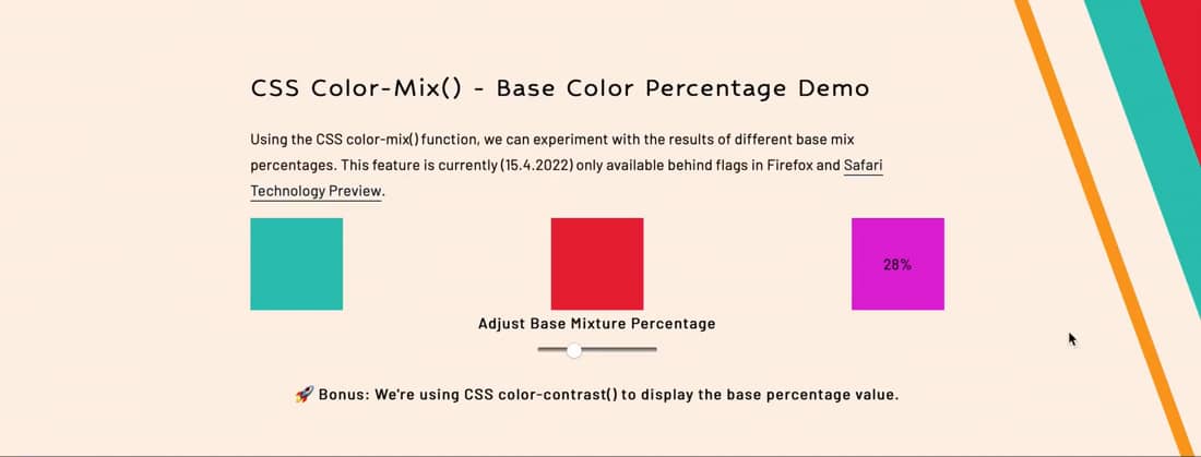 CSS color-mix() là một công cụ hữu ích cho các thiết kế đơn giản hóa bảng màu. Bạn có muốn tìm hiểu thêm về công cụ này và cách sử dụng nó để tạo ra những bảng màu đẹp mắt? Hãy xem hình ảnh liên quan để có được trải nghiệm tốt nhất.