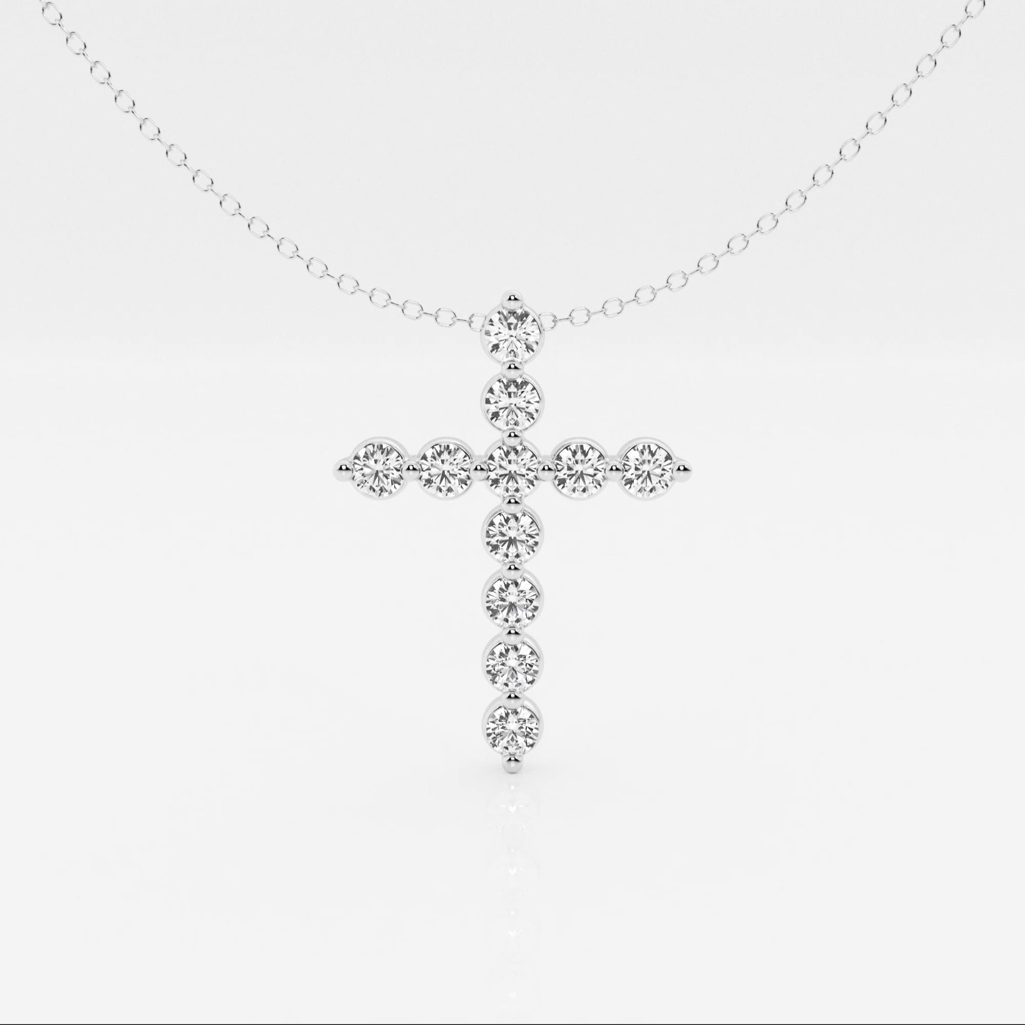 product video for 1 ctw Round Lab Grown Diamond Cross Pendant With Adjustable Chain