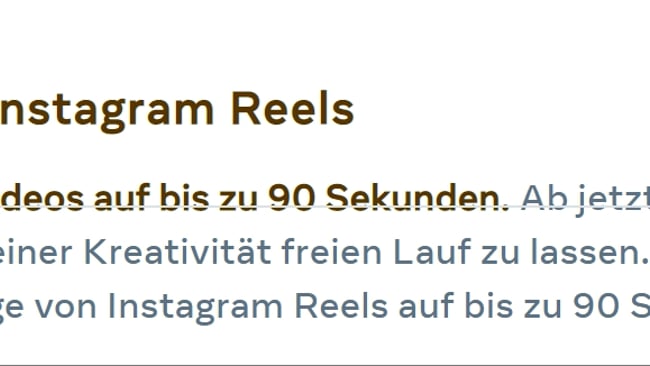 Die neue Länge von Reels
