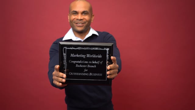 Man accepting award