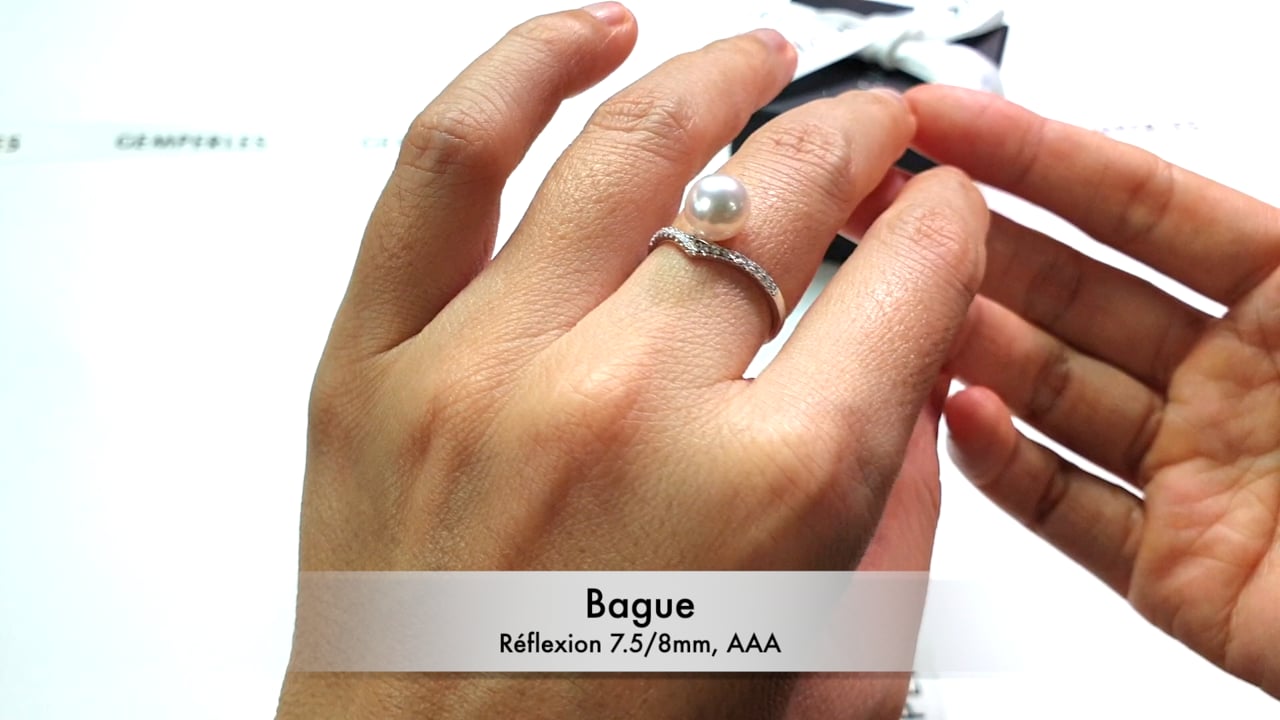 Anello Réflexion - Oro Bianco, Diamanti & Perla Akoya 7.5/8mm, AAA | Gemperles
