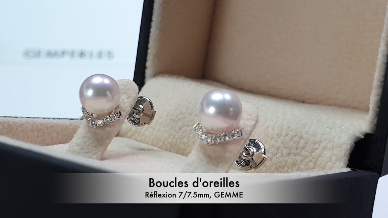 Orecchini Réflexion - Oro Bianco, Diamanti & Perle Akoya 7/7.5mm, GEMME | Gemperles