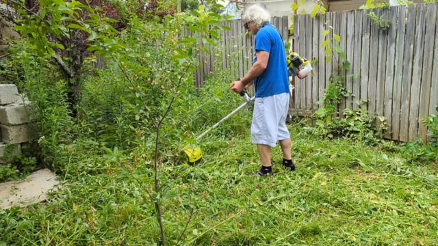 Man mowing the grass