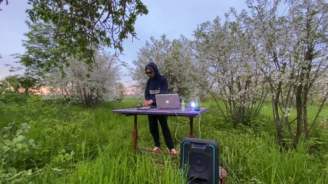 Man DJing in nature