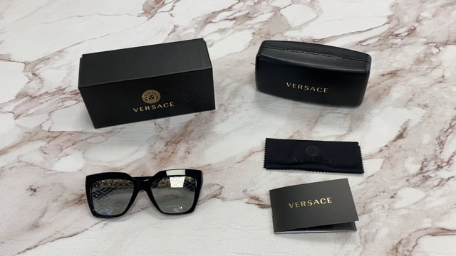 Versace 4418 GB1/AL Sunglasses Women's Black/Greek Key