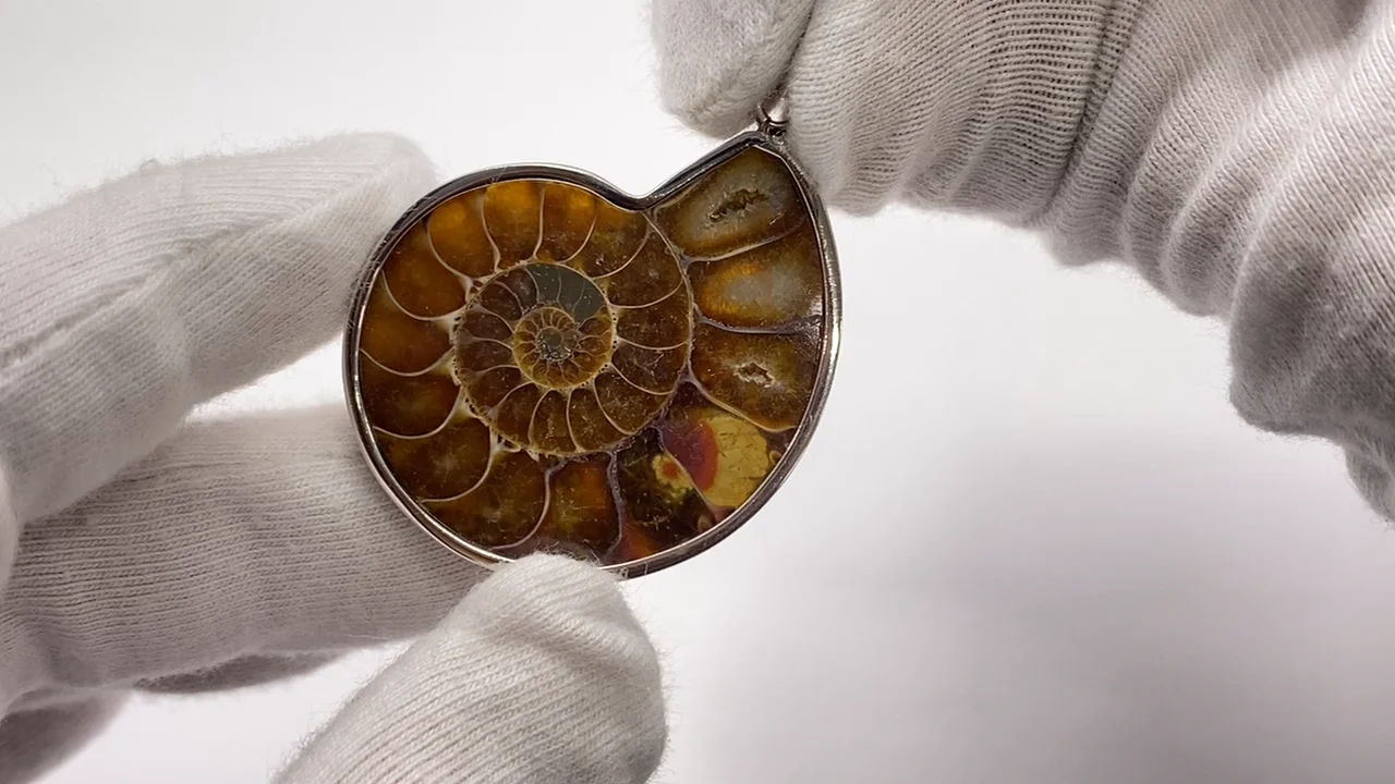 アンモナイト 動画】【1点もの】アンモナイト ペンダントトップ SILVER925製