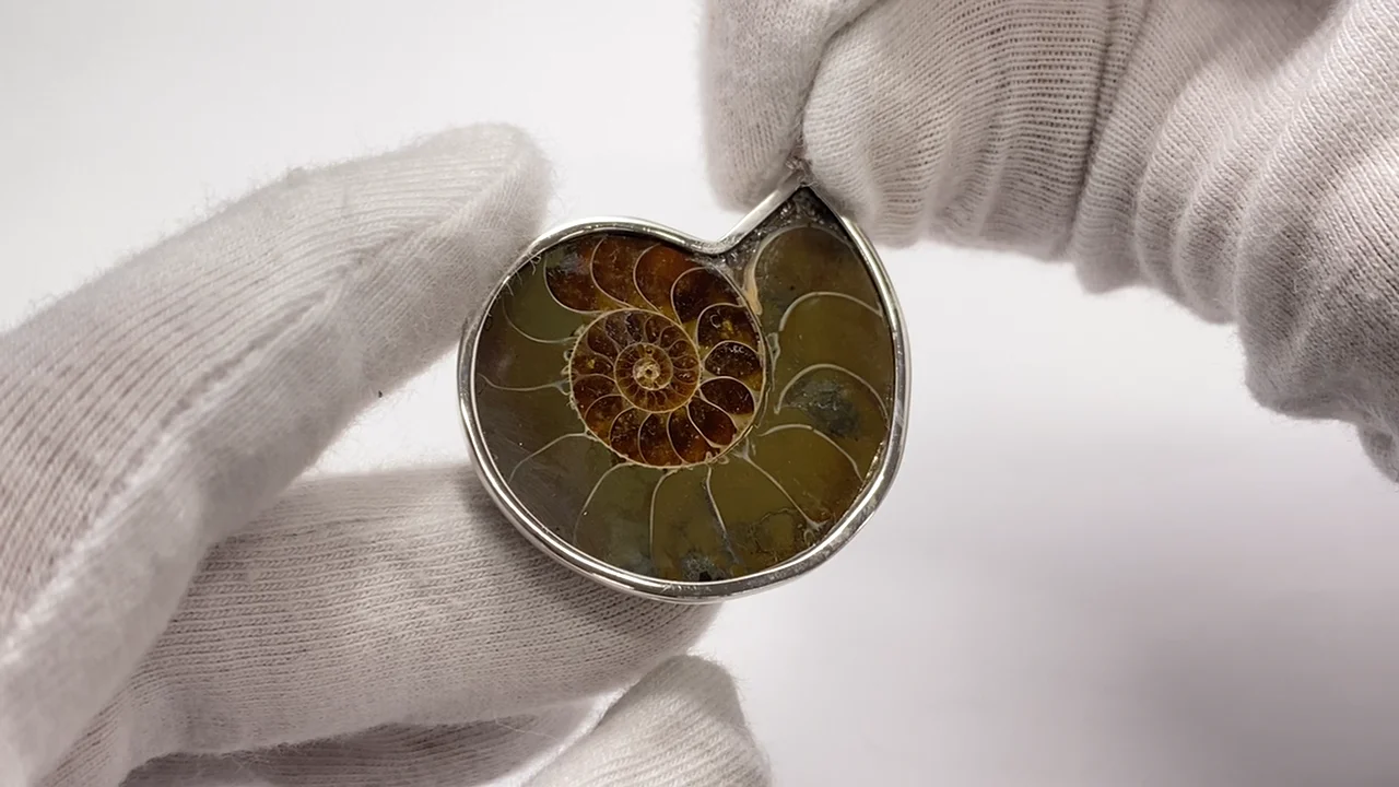動画】【1点もの】アンモナイト ペンダントトップ SILVER925製