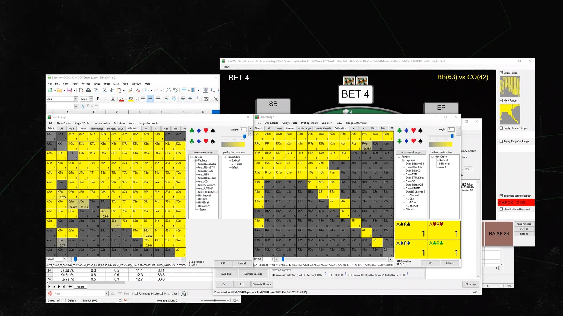 BB(63bb) vs HJ(42bb) ICM w PIO GTO Trainer