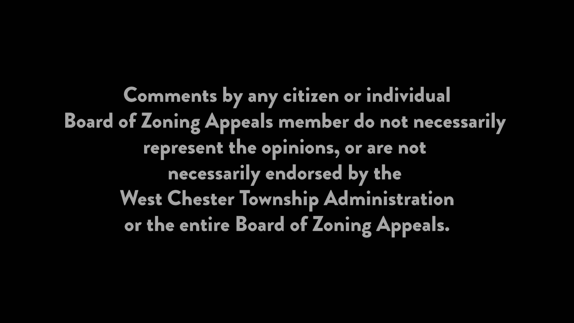 West Chester Township Board of Zoning Appeals Public Hearing June 13
