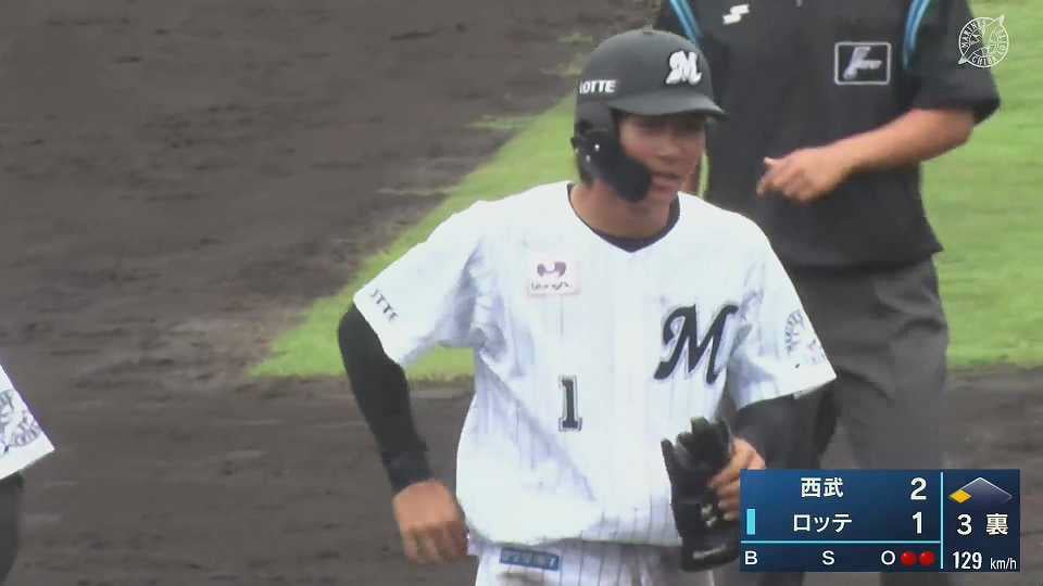 【ファーム】マリーンズ・藤原恭大が右中間へタイムリー3ベースヒットを放つ!! 2022年6月15日 千葉ロッテマリーンズ 対 埼玉西武ライオンズ