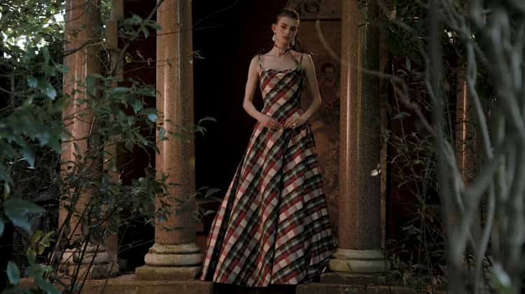 Tartan evening outlet gown