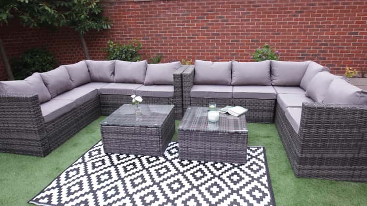 Vancouver 10 Seater Grey Rattan Corner Sofa Patio Set