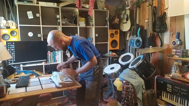 Man in music room