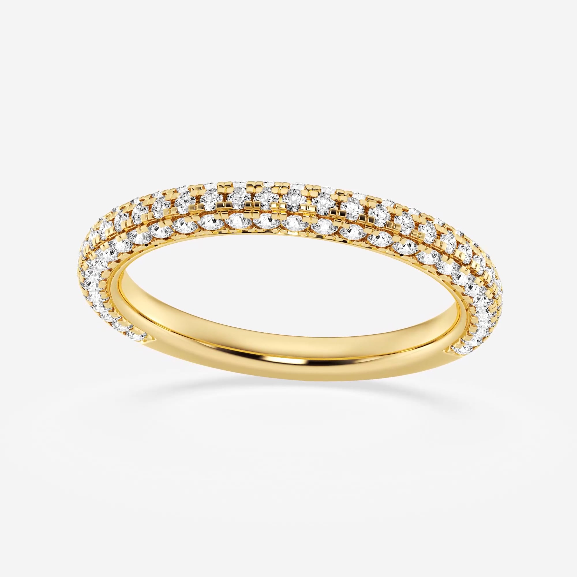 5/8 ctw Round Lab Grown Diamond Rollover Pave Wedding Band ...
