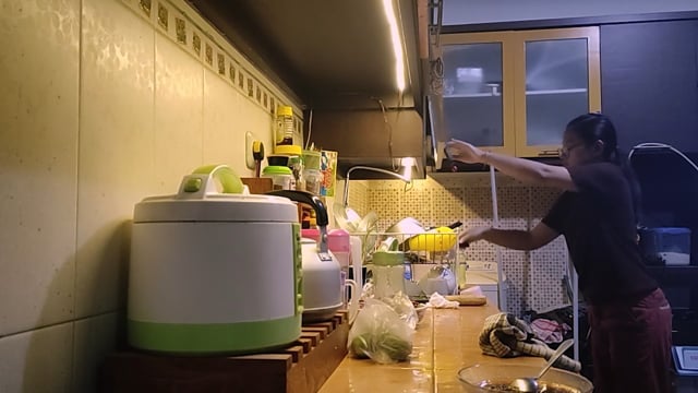 Woman cleaning kitchen