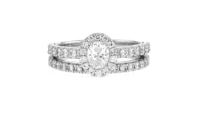1.33 ct. t.w. Diamond Bridal Set Engagement and Wedding Rings in 14kt White Gold