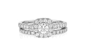 1.00 ct. t.w. Diamond Bridal Set Engagement and Wedding Rings in 14kt White Gold