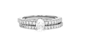 1.00 ct. t.w. Diamond Bridal Set Engagement and Wedding Rings in 14kt White Gold