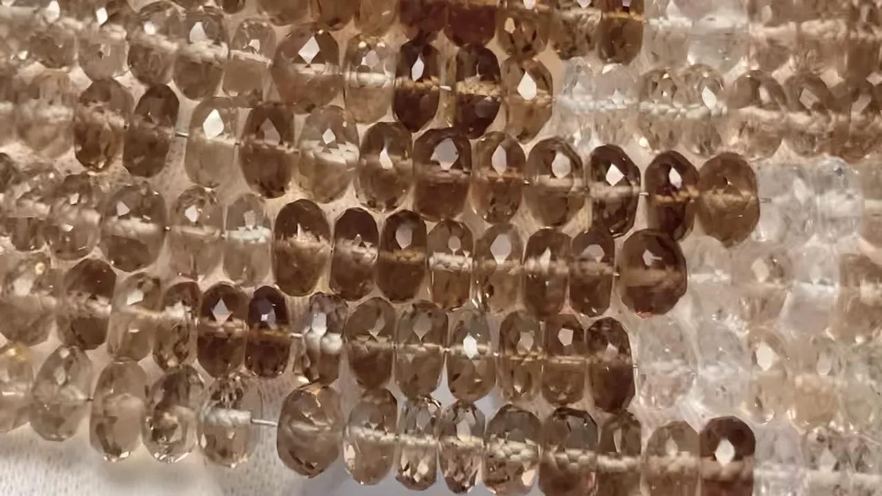 動画】宝石質ブラウントパーズAAA ボタンカット 半連/1連(約22cm