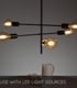 Video Lester Modern 59cm Flush Ceiling Light - 6xE27 - Black