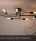 Video Lester Classic Flush Ceiling Light - 8xE27 - Black