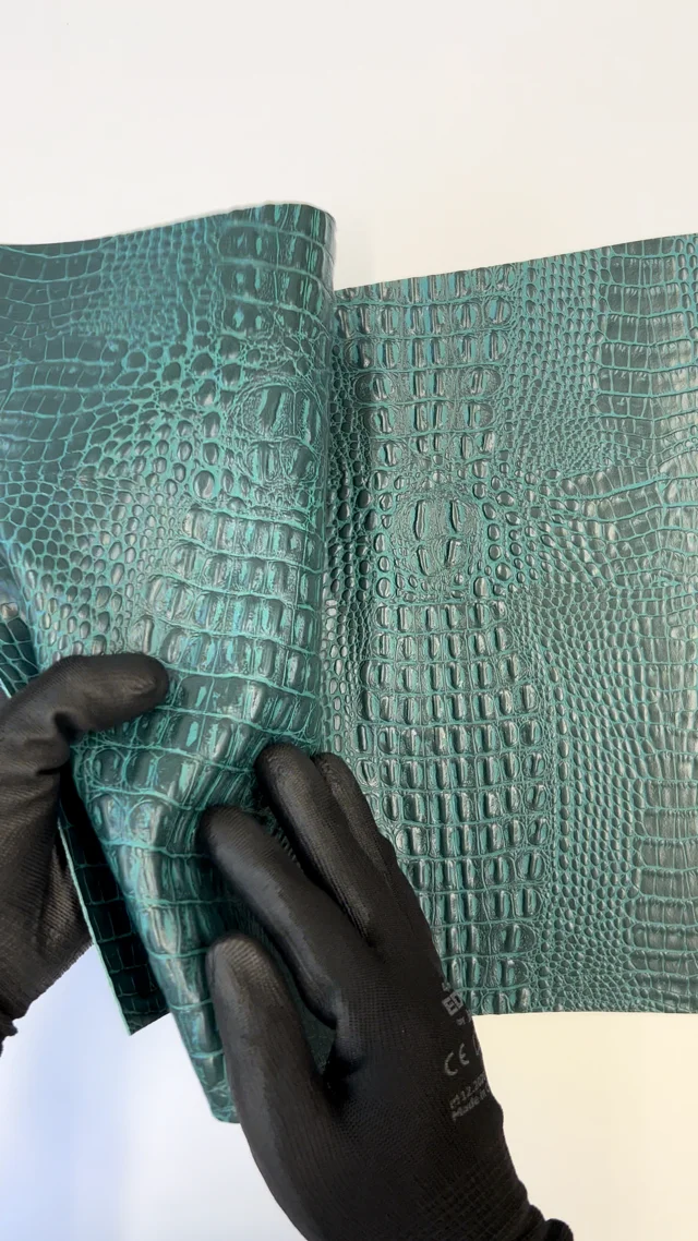 Deep Blue Marine Crocodile Alligator Leather Embossed Amazing 