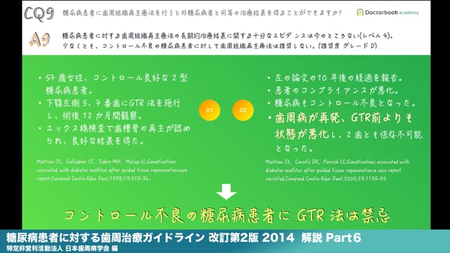 『糖尿病患者に対する歯周治療ガイドライン 改訂第2版 2014』解説 Part6