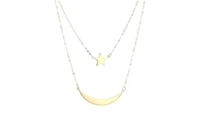 Italian 14kt Yellow Gold Moon and Star Two-Strand Necklace