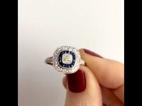 Diamond, Sapphire, Platinum Ring 13584-5097