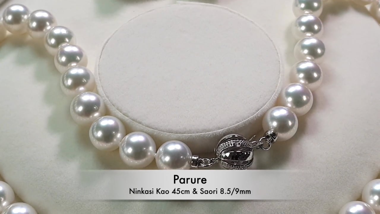 Collana Ninkasi Kao 45cm 9/9.5mm & Orecchini Saori 8.5/9mm - Perle Akoya| Gemperles