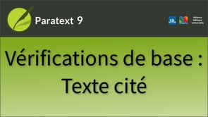 Vérifications de base: Texte Cité