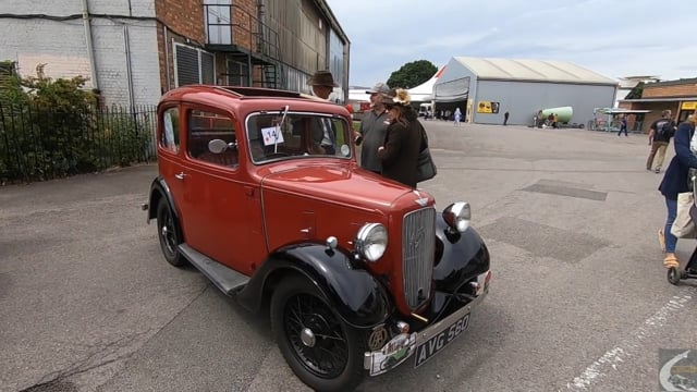 Brooklands D12 2022. 1938 Austin 7 Ruby with Chris and Trish